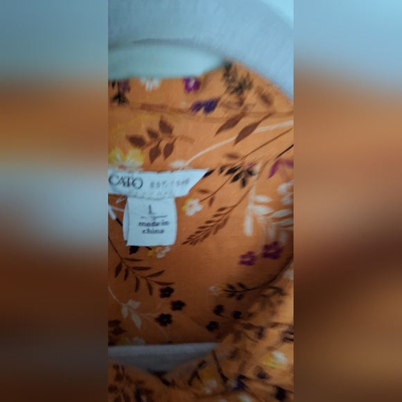 Cato floral ruffle sleeve rayon womens top size large patchwork print boho lagen - Picture 2 of 8